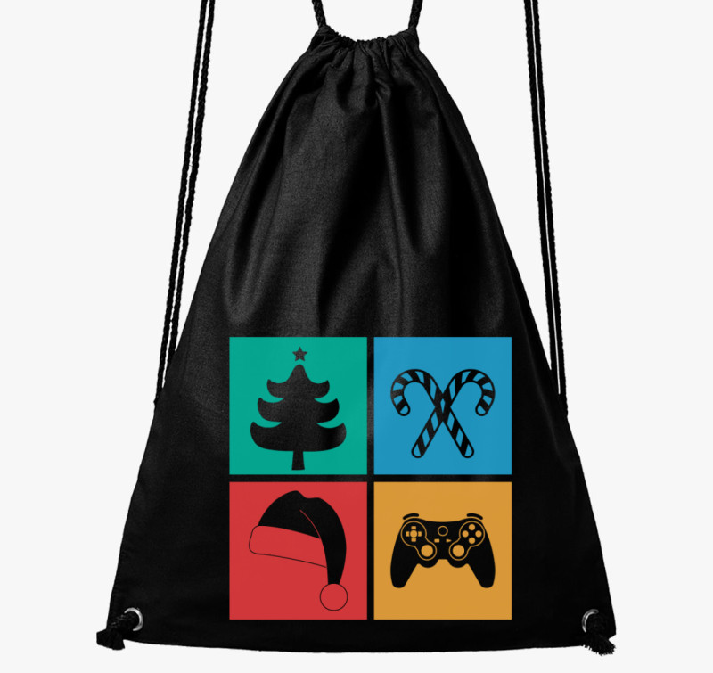 Gamer karácsonyos tornazsák — Fekete