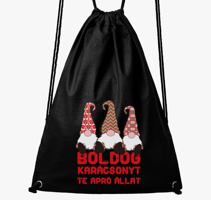 Boldog karácsonyt te apró állat tornazsák — Fekete