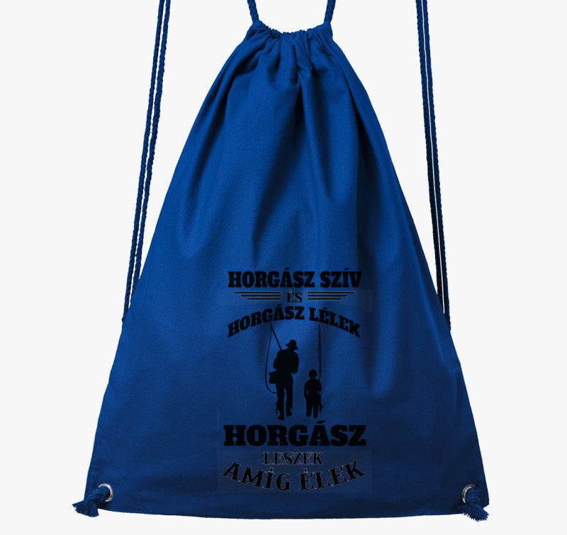 Horgász szív és horgász lélek tornazsák — Királykék