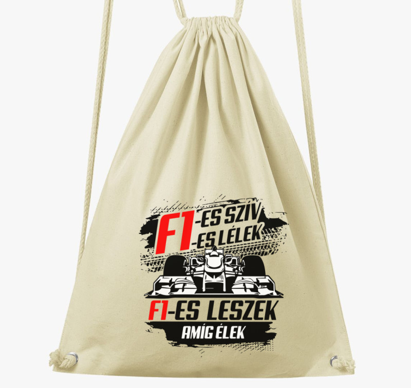 F1es szív F1es lélek tornazsák — Natúr