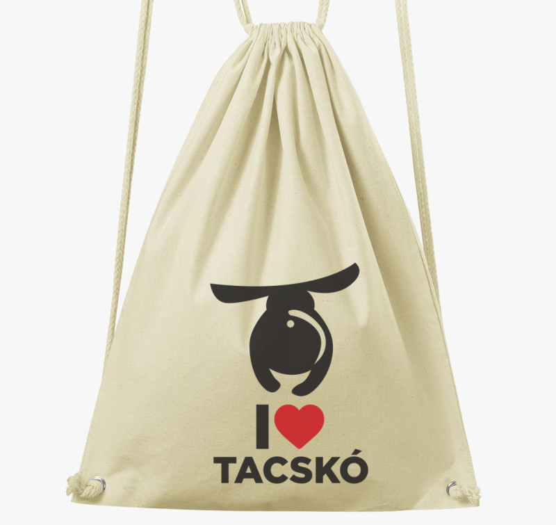 I love Tacskó design divat tornazsák — Natúr