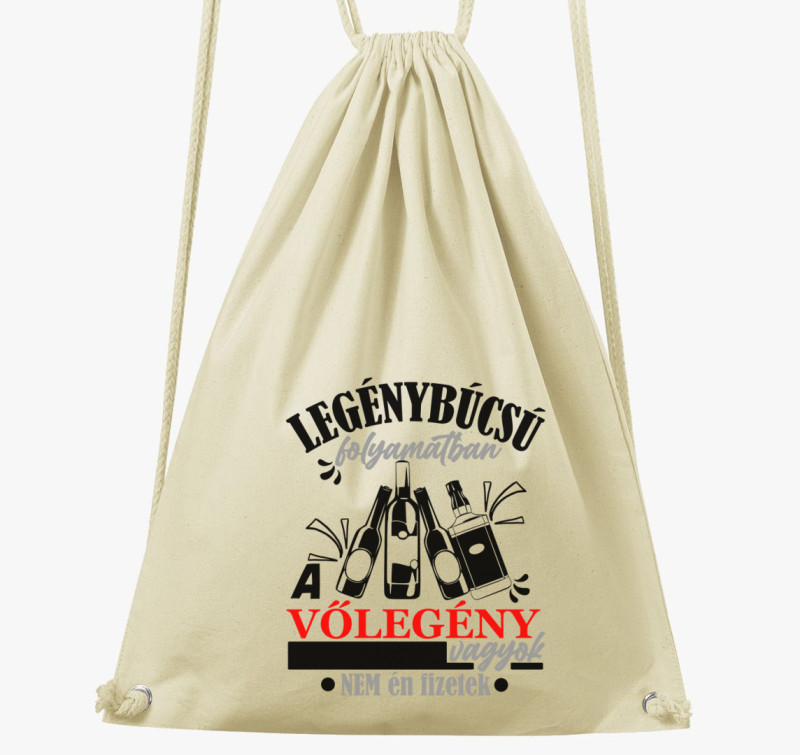 Legénybúcsús Vőlegény tornazsák — Natúr