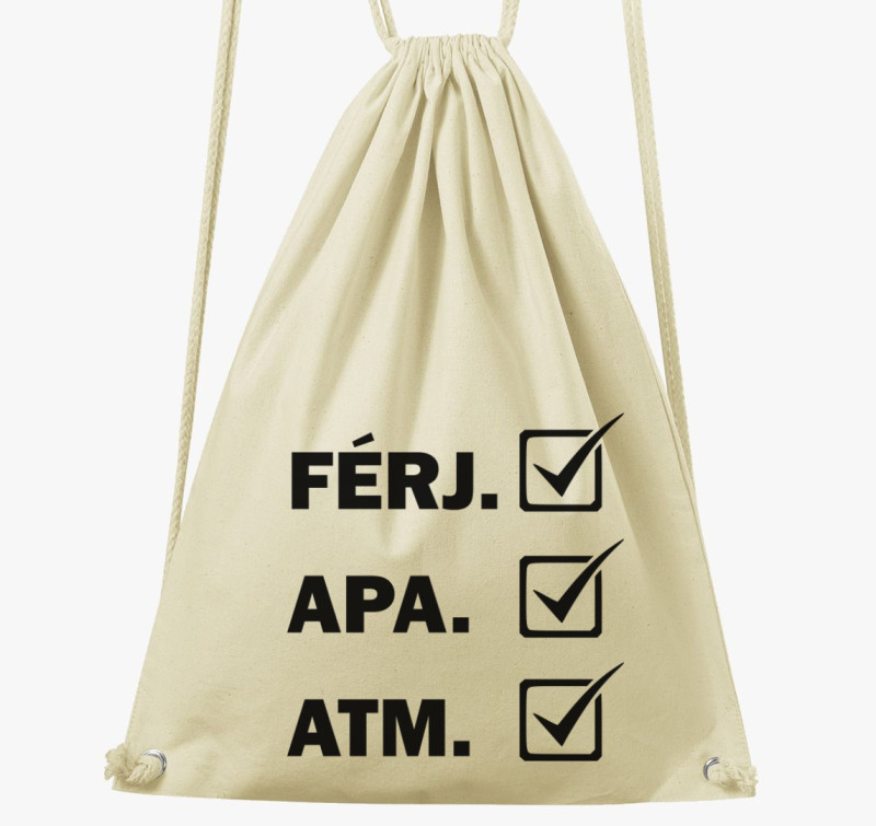 Apa Férj ATM tornazsák — Natúr