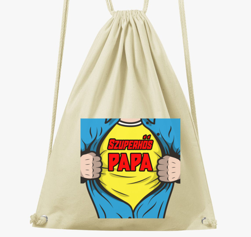 Szuperhős Papa tornazsák — Natúr