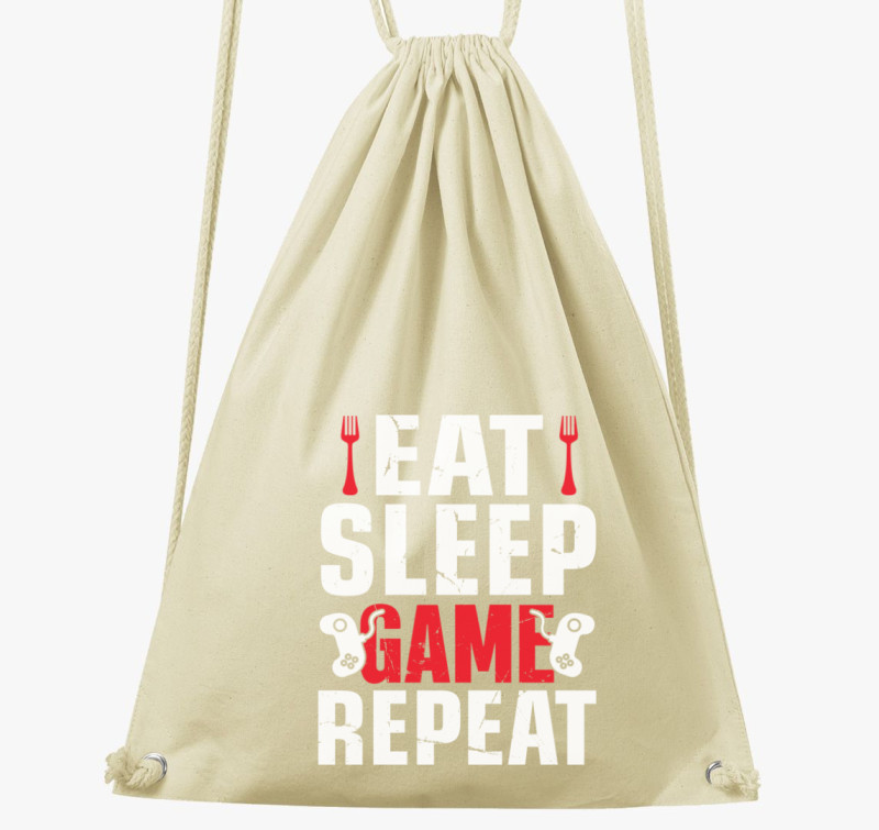 Eat sleep game repeat gamereknek tornazsák — Natúr