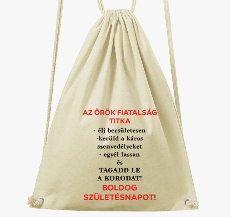 Az örök fiatalság titka tornazsák — Natúr