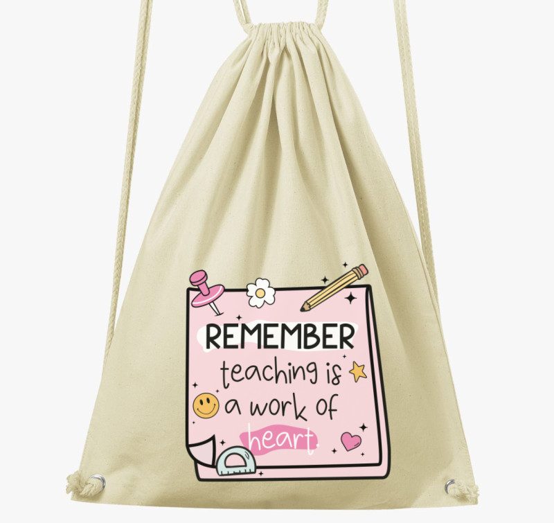 Teacher reminder heart tornazsák — Natúr