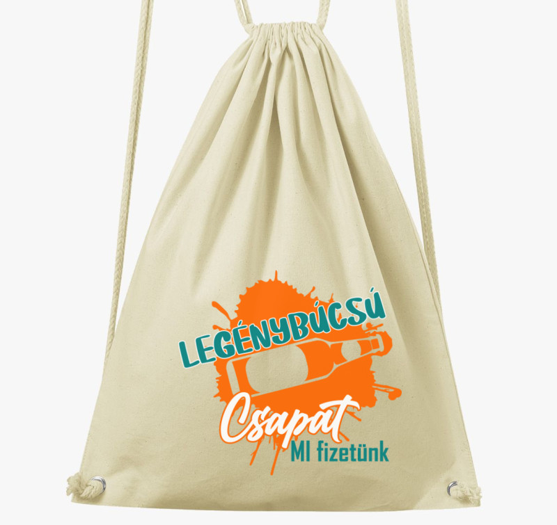 Legénybúcsús Csapat minta tornazsák — Natúr