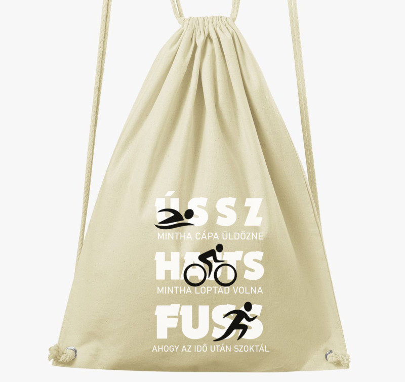 Vicces Triatlon tornazsák — Natúr