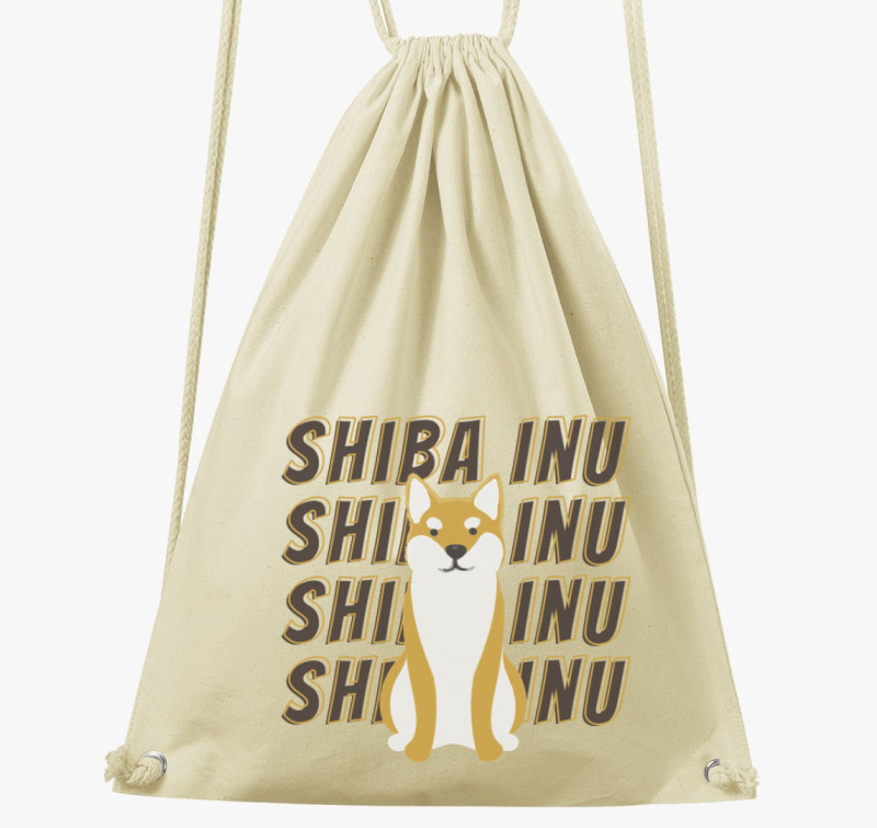 Shiba inu mintás tornazsák — Natúr