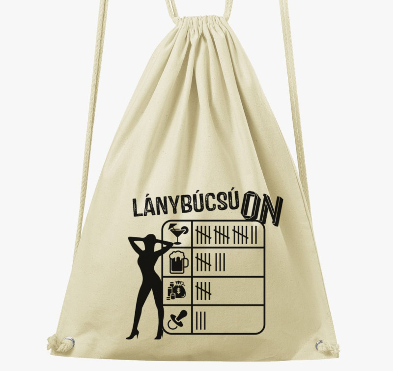 Lánybúcsú ON táblás tornazsák — Natúr
