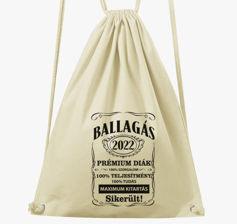 Ballagás 2022 prémium diák tornazsák — Natúr