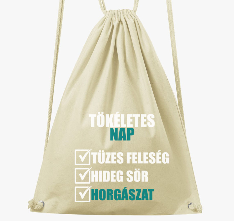 Tökéletes nap a horgászatra mintás tornazsák — Natúr