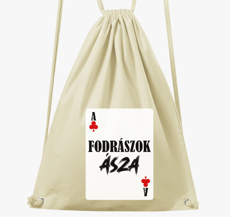 Fodrászok ásza kártyás tornazsák — Natúr