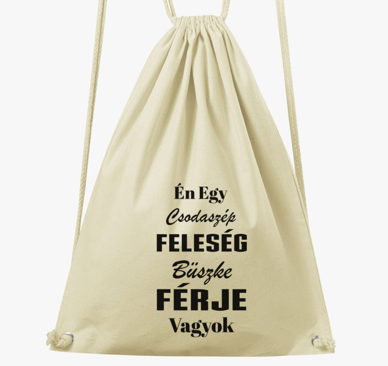 Csodaszép feleség büszke férje tornazsák — Natúr