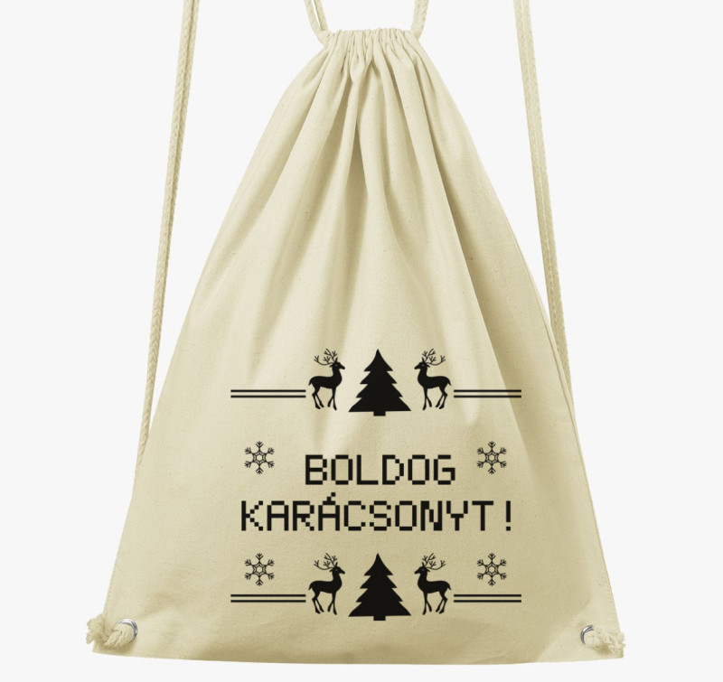 Boldog karácsonyt 8 bit-es tornazsák — Natúr