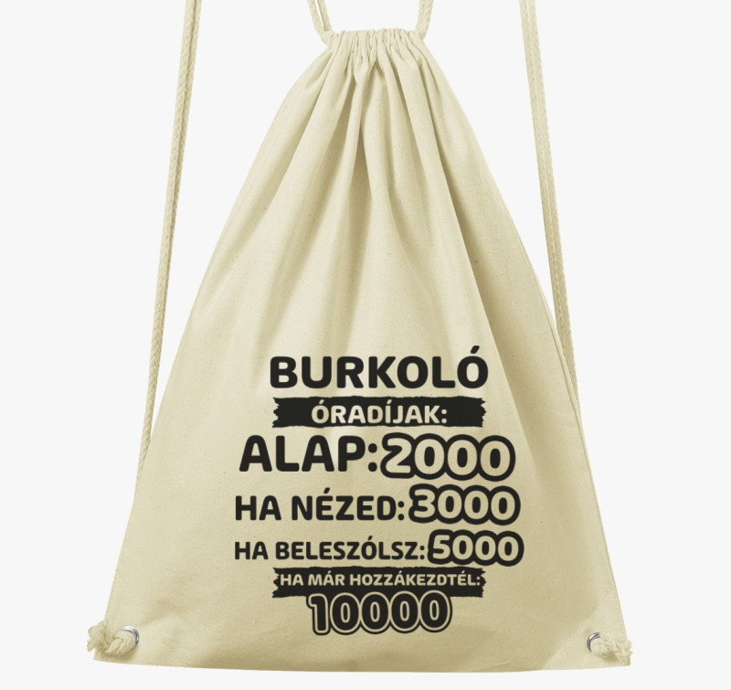 Burkoló óradíjak munka tornazsák — Natúr