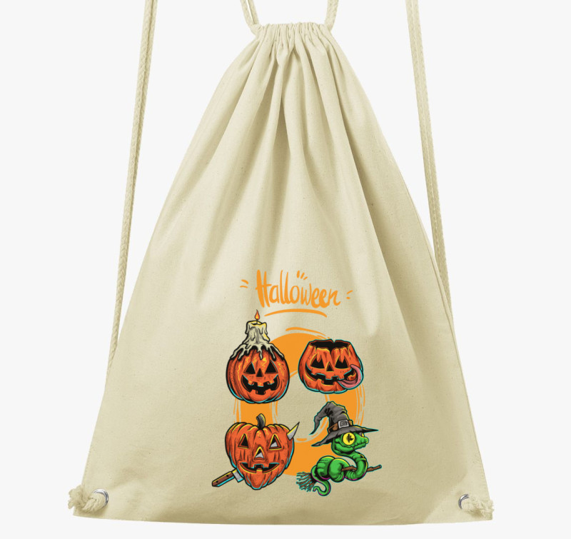 Halloween-i tökfejek tornazsák — Natúr