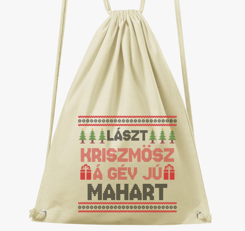 Lászt kriszmösz karácsonyi tornazsák — Natúr