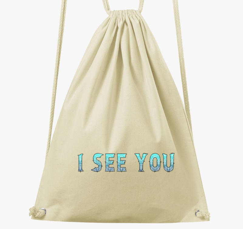 I see You (kék vízmintás) tornazsák — Natúr