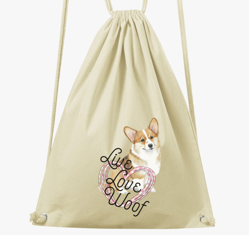 Corgi szivecskés tornazsák — Natúr