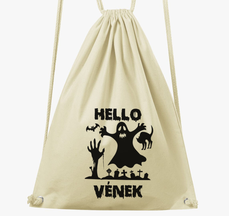 Hello vének halloween tornazsák — Natúr