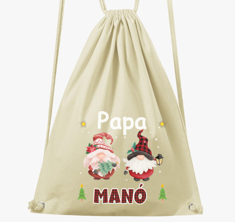 Papa karácsonyi manó tornazsák — Natúr