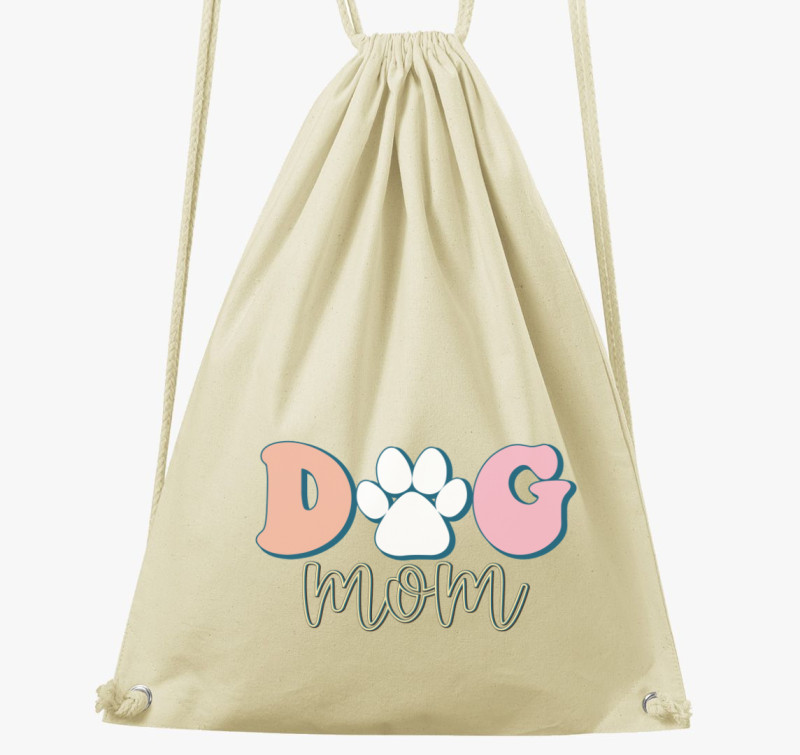 Dog Mom pasztell tornazsák — Natúr