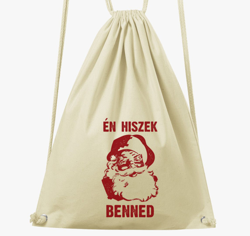 Én hiszek benned karácsonyi tornazsák — Natúr