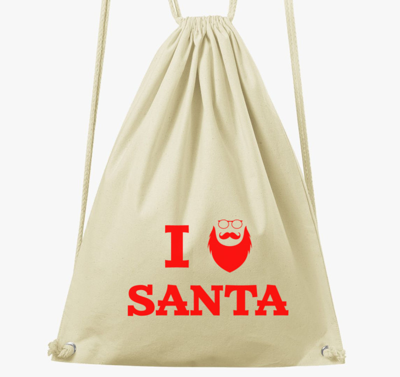 I love Santa - Szeretem a Mikulást tornazsák  — Natúr