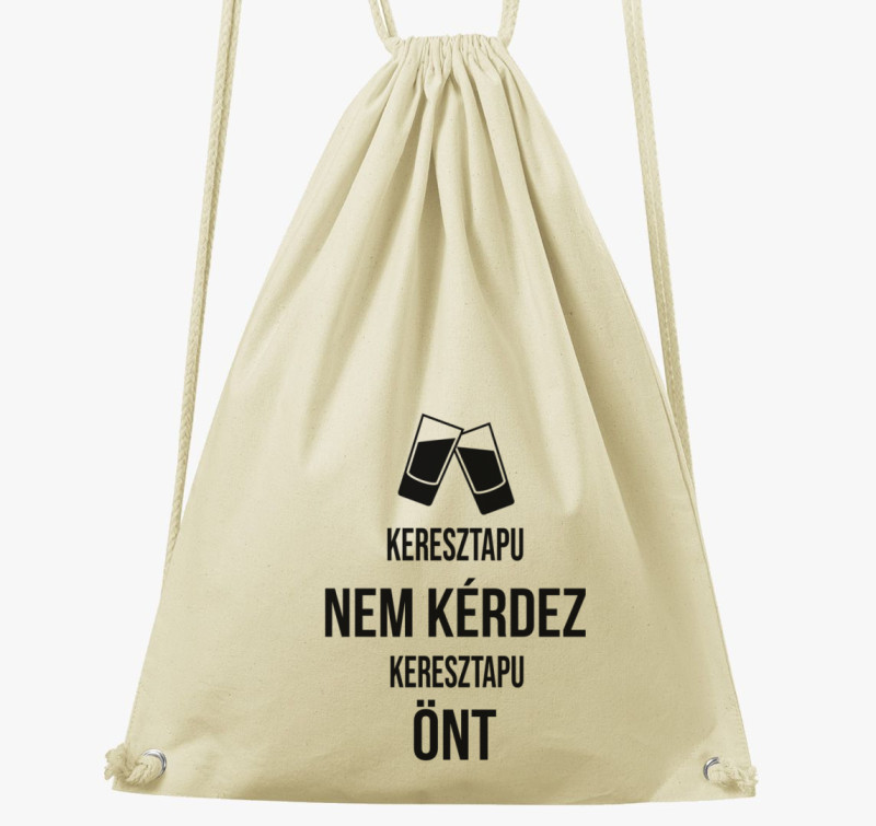Keresztapu koccintós tornazsák — Natúr