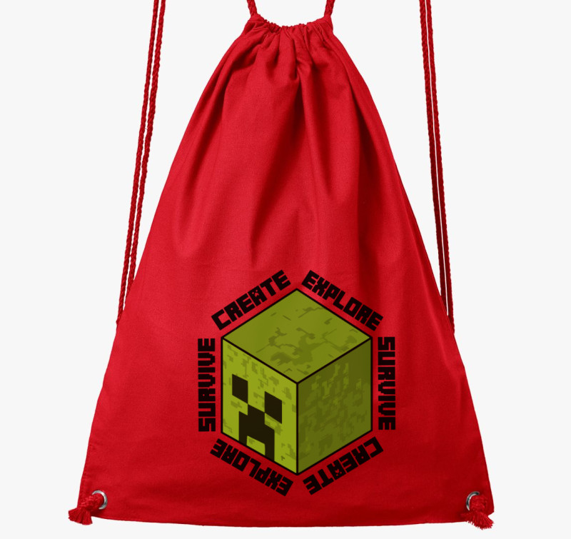 Minecraft create explore survive tornazsák — Piros