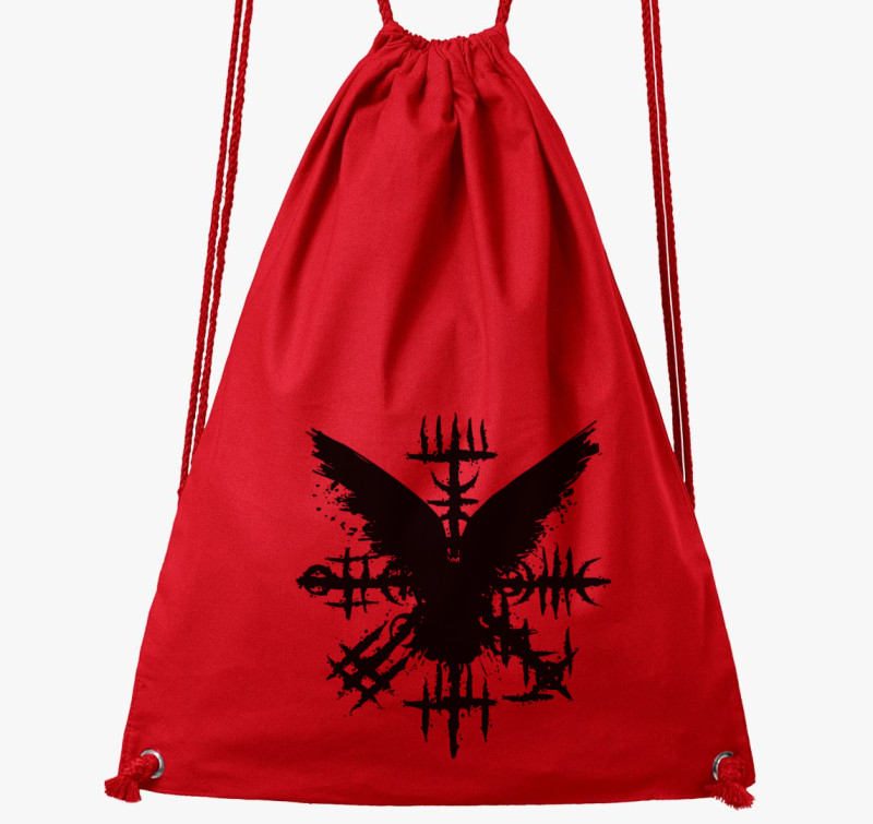 Black Grunge Raven Viking Symbol tornazsák — Piros