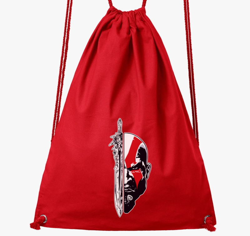 God of war Kratos face and sword tornazsák — Piros