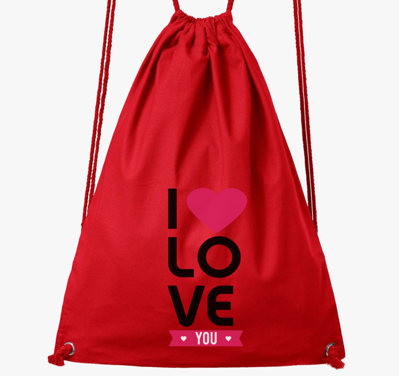 ILoveYou felirat tornazsák — Piros