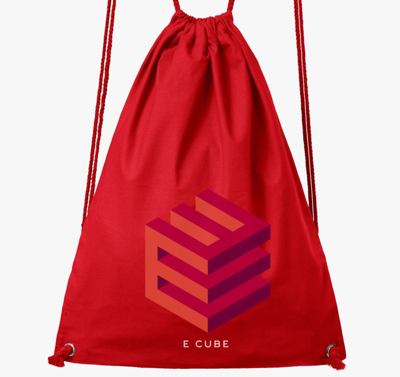 E cube kocka design tornazsák — Piros
