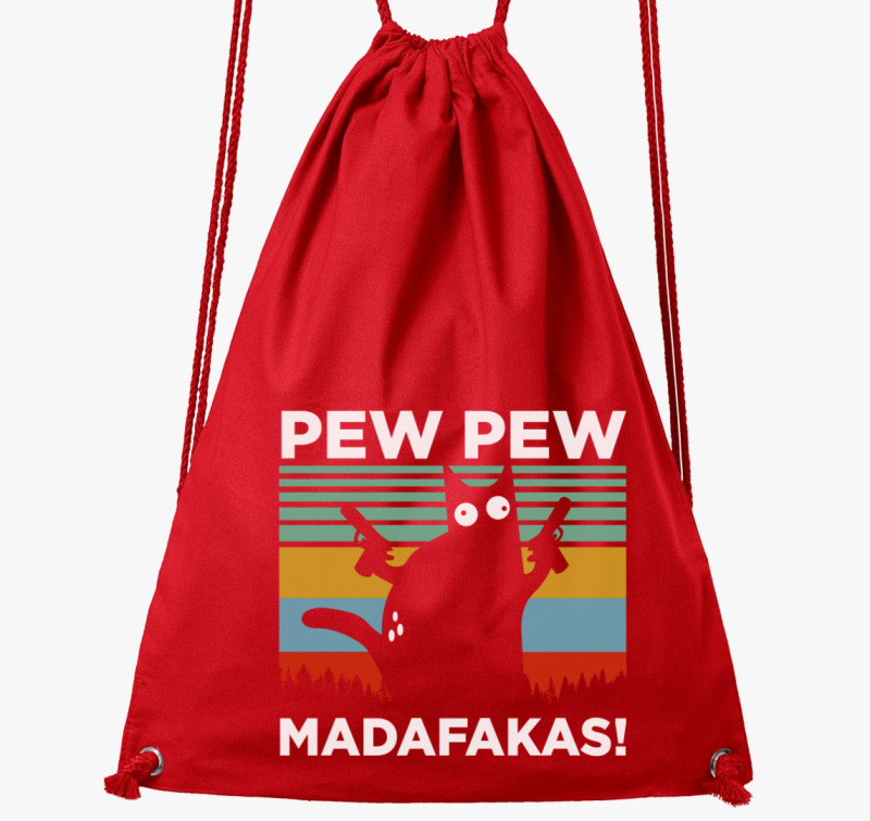 Macska Pew Pew vicces tornazsák — Piros