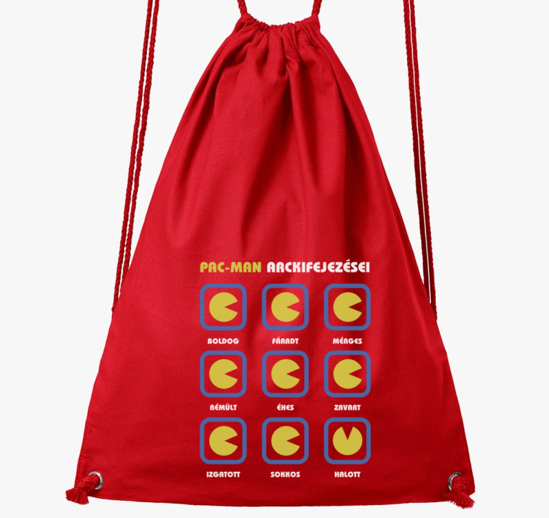 Pack man arckifejezései vicces tornazsák — Piros