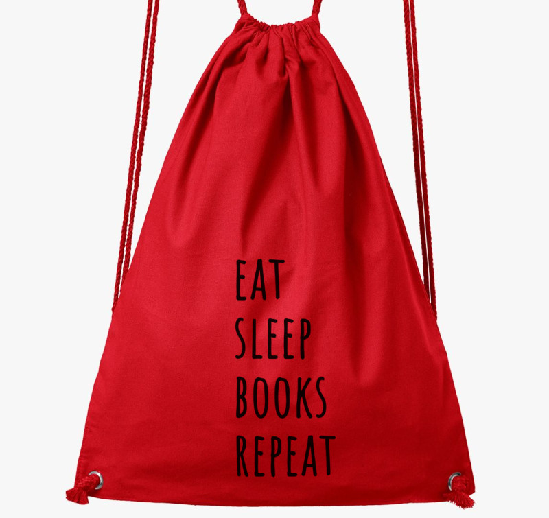 Eat Sleep Books tornazsák — Piros