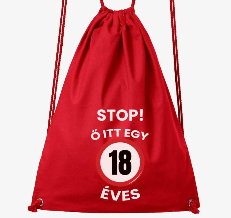 Stop! Ő itt egy 18 éves tornazsák (beírható évszámmal!) — Piros