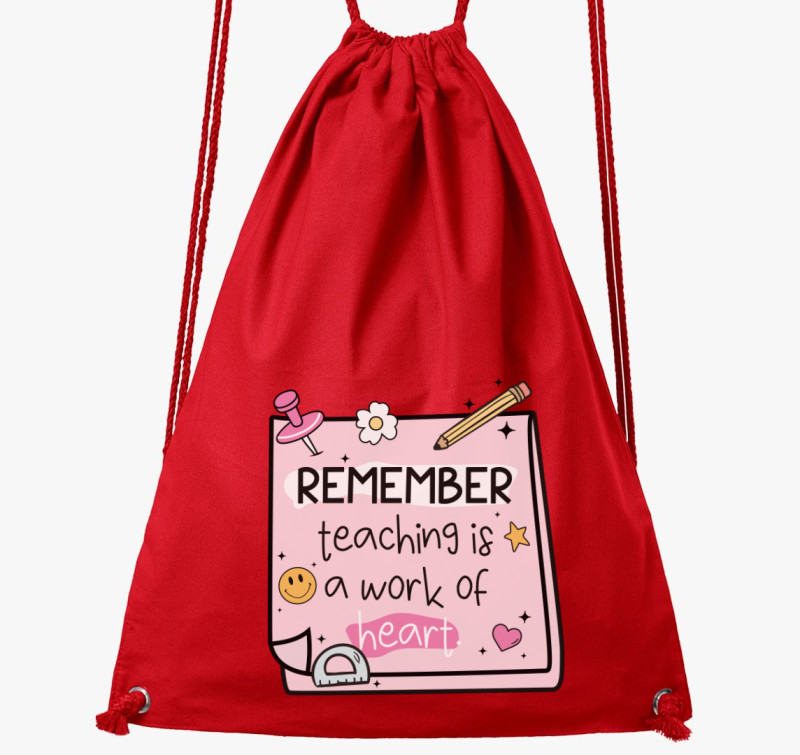 Teacher reminder heart tornazsák — Piros