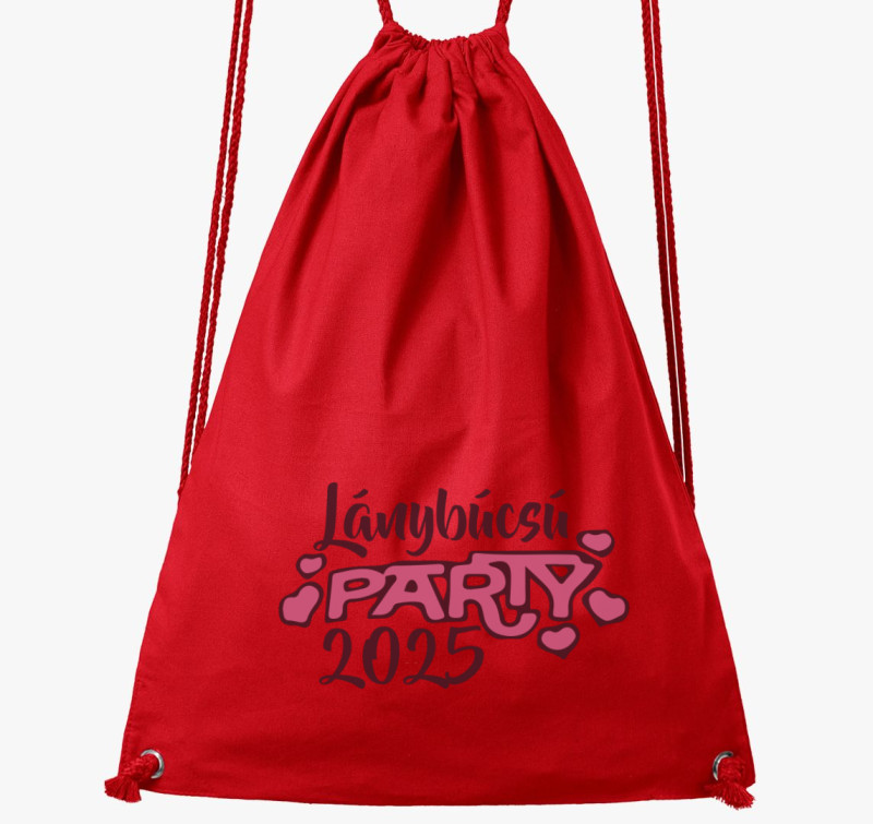 Lánybúcsú party szíves tornazsák — Piros