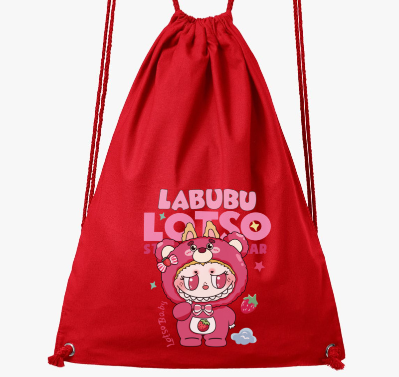 Lotso bear labubu tornazsák  — Piros