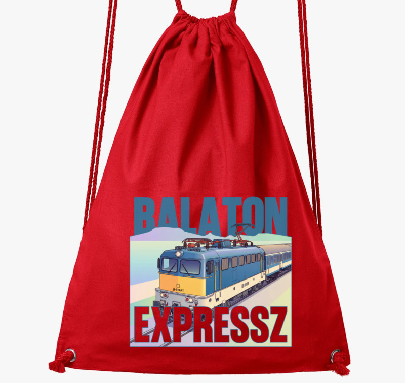Vonatok, mozodonyok: Balaton Expressz tornazsák — Piros