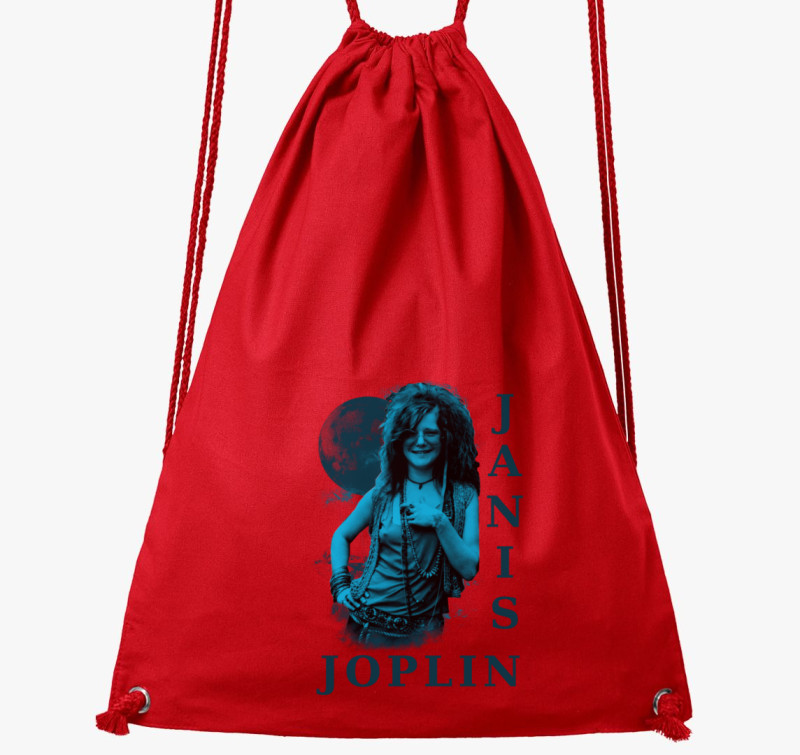 Janis Joplin kék portré tornazsák — Piros