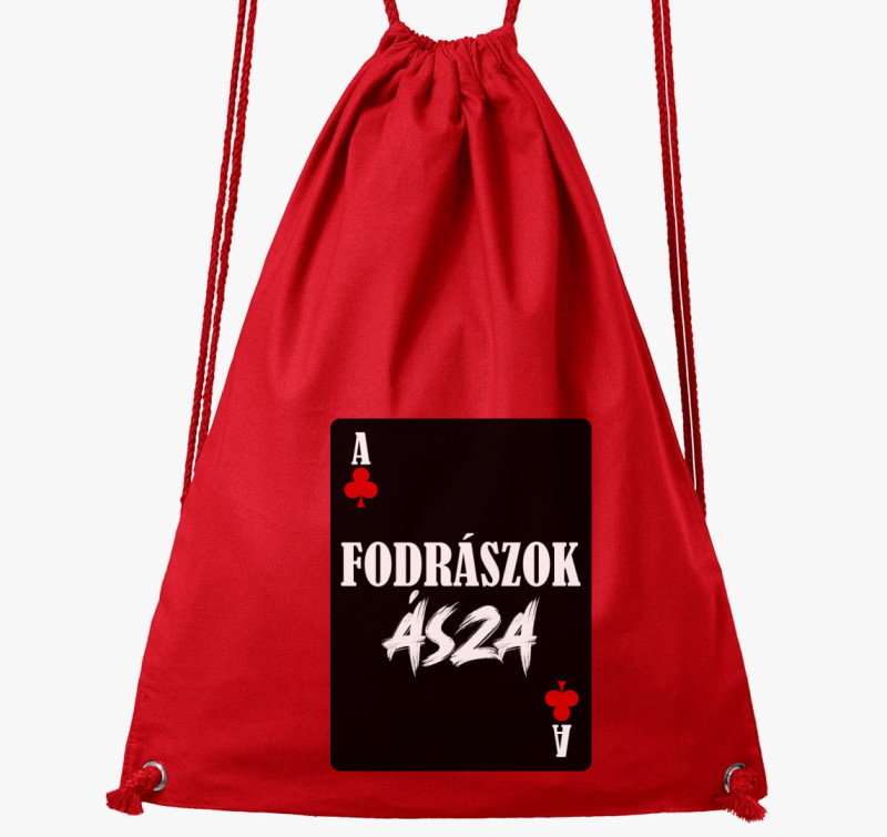 Fodrászok ásza kártyás feliratos tornazsák — Piros