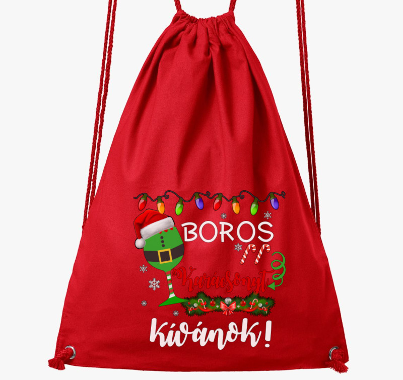 Boros karácsonyt kívánok tornazsák — Piros