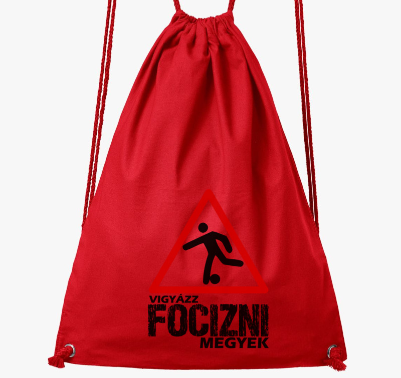 Vigyázz focizni megyek tornazsák — Piros