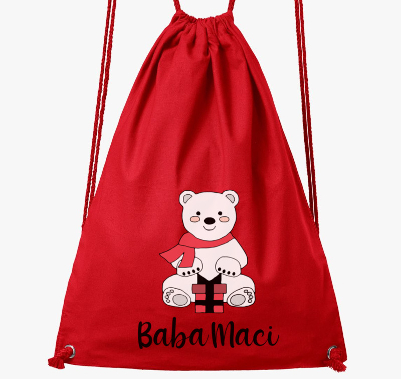 Baba maci karácsonyi tornazsák — Piros