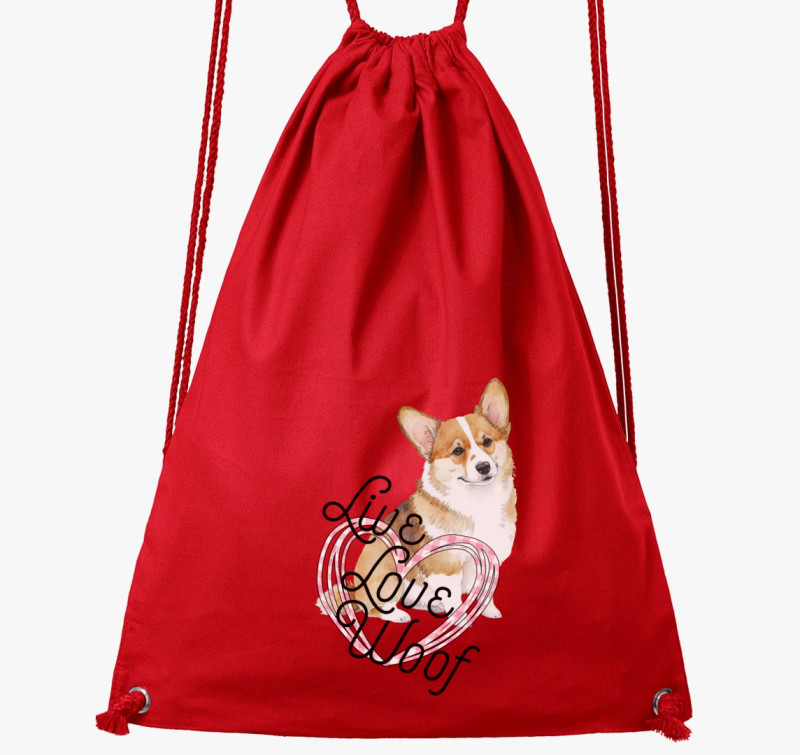 Corgi szivecskés tornazsák — Piros
